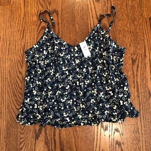 Old Navy Navy Floral Cami - Size: Medium Petite